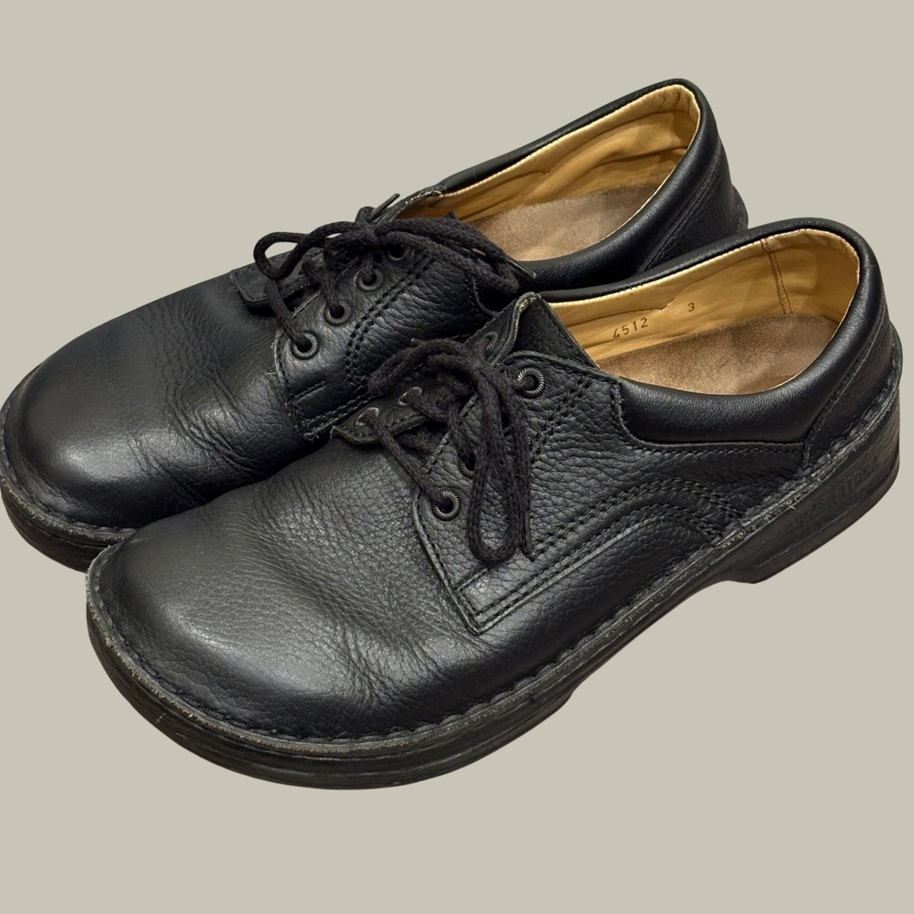 Birkenstock Memphis 10-10.5 Black Pebbled Leather Lace Up Shoes Walking Oxford